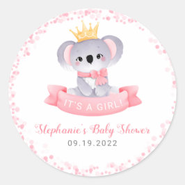 Chica Koala Bear Sello para sobres Baby Shower ros