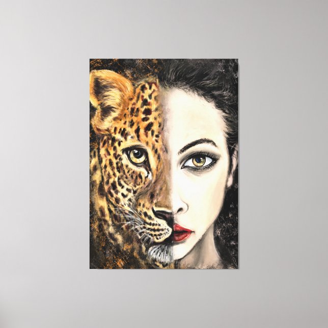 Chica Leopard - Impresión de canvas de emoción - p (Anverso)