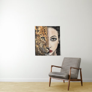 Chica Leopard - Tapiz de emoción - Arte de pintura
