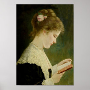 Chica leyendo Poster de arte vintage