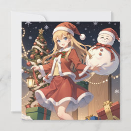 Chica linda de anime en Navidad