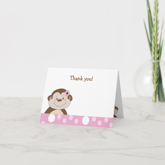 Chica lindo Bambino Mono Punto Rosa Gracias notas (Anverso)