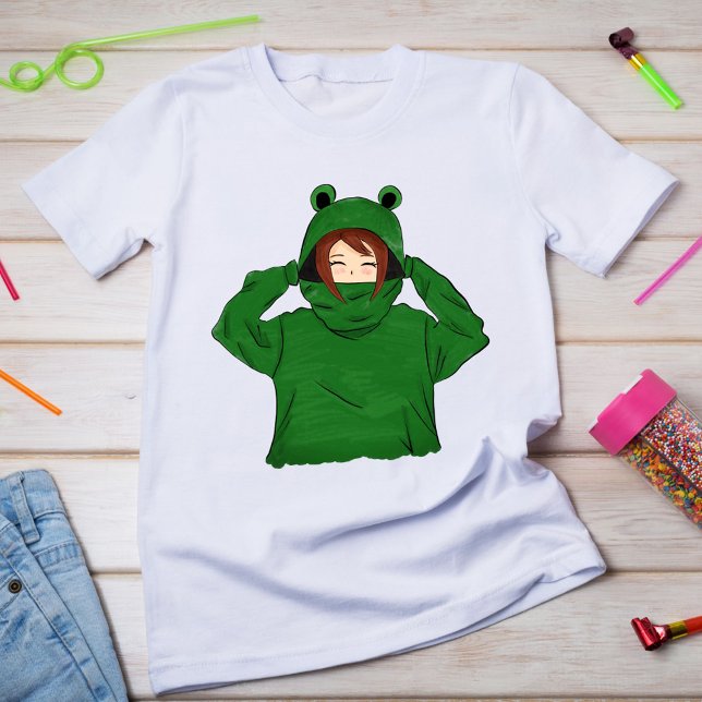 Chica lindo con camiseta de dibujo de cartón de ra (Subido por el creador)