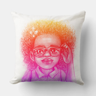 Chica lindo con Cojín decorativo de gafas