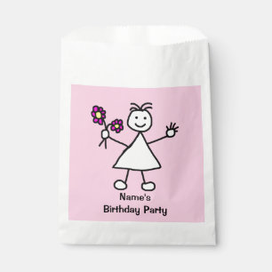 Chica lindo con flores Bolsas de Favor de Cumpleañ