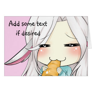 Chica lindo con la tarjeta del chibi de los oídos
