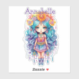 Chica lindo con Pegatina de vinilo de Personalizad