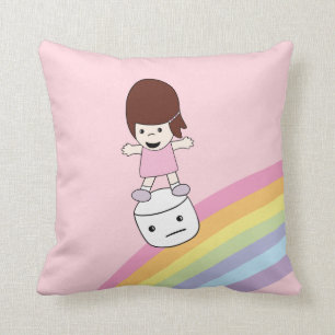 Chica lindo en el Cojín decorativo de la melcocha
