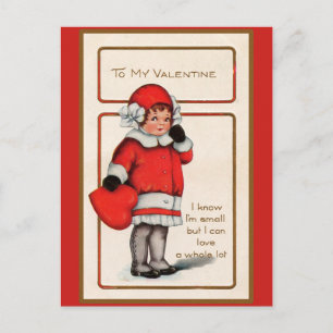 Chica lindo en tarjeta de San Valentín victoriana 