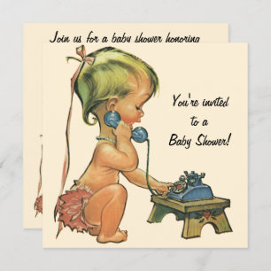 Chica lindo por teléfono, invitación de Baby Showe