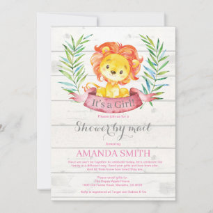 Chica Lion Baby Shower por invitación por correo