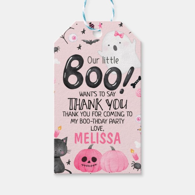 Chica Little Boo Halloween Cumpleaños etiqueta de  (Anverso)