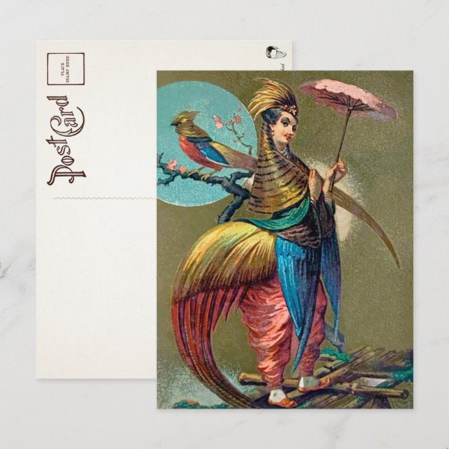 Chica loro vintage postal (Anverso / Reverso)