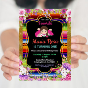 Chica Mexicana Fiesta Floral 1ª invitación de cump