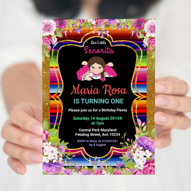 Chica Mexicana Fiesta Floral 1ª invitación de cump (Subido por el creador)