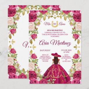 Chica mexicano Rosa Rosa 15.ª invitación por cumpl