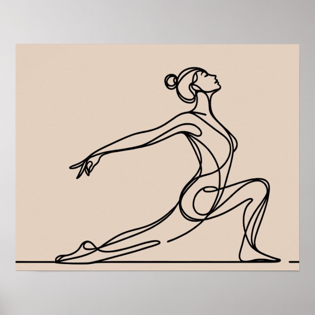 Chica minimalista de yoga - Arte de línea (Frente)