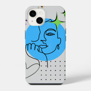 Chica minimalista en el funda para iPhone 14