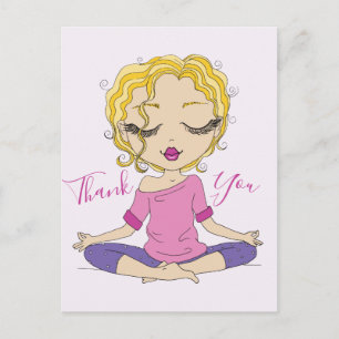 Chica Monada en Posición de Yoga Gracias   Tarjeta