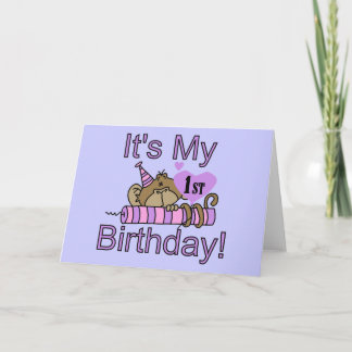 Chica Monkey Primera tarjeta de felicitación por c