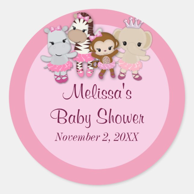CHICA MONKEY Tu Tu Cute pegatina Baby Shower TTC#2 (Anverso)