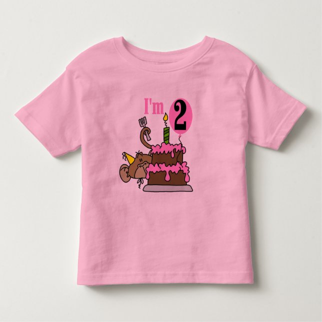 Chica Mono Tengo 2 camisetas de cumpleaños (Anverso)