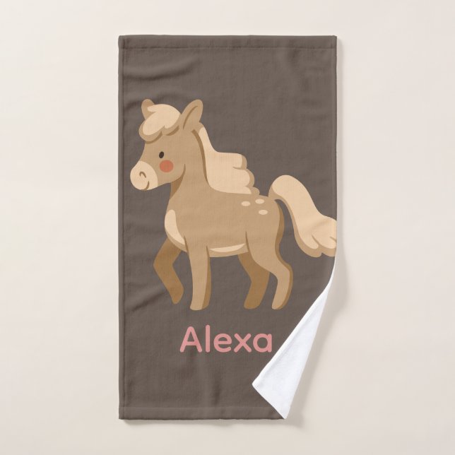 Chica Monogramado Personalizado del Caballo Pony (Toalla de mano)