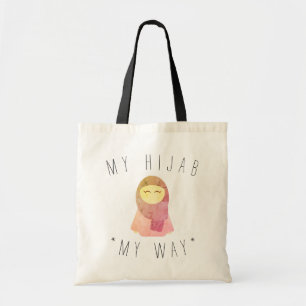chica musulmán lindo con bolsa de hijab