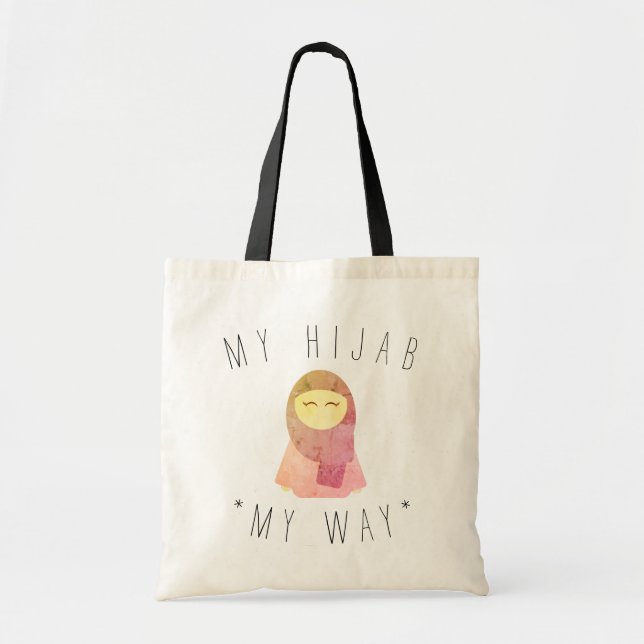 chica musulmán lindo con bolsa de hijab (Frente)
