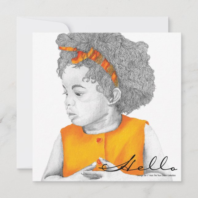 Chica naranja Hola Postcard (Anverso)