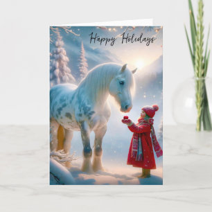 Chica navidad Con Caballo Gris De Rubia
