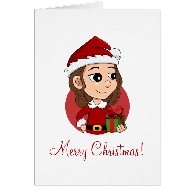 chica navidad con pelo ondulado marrón (Frente)