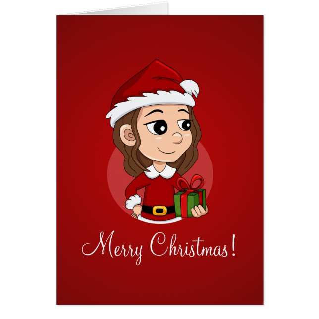 chica navidad con pelo ondulado marrón (Frente)