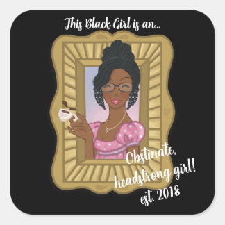 Chica negro ama al Pegatina obstinado de cabeza fu