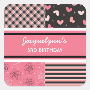 Chica negro rosado de corazón dulce Pegatina del p