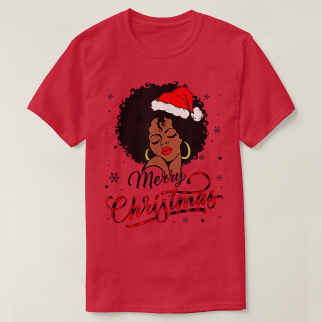 Chica negro Santa Hat Afro Merry Christmas Sweater (Diseño del anverso)