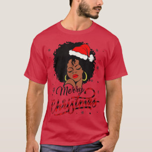 Chica negro Santa Hat Afro Merry Christmas Sweater