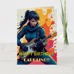 Chica Ninja Guitarrista Arte Inspirador Personaliz
