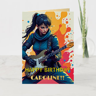 Chica Ninja Guitarrista Arte Inspirador Personaliz
