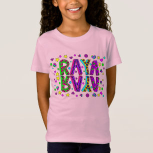 Chica Nombre Estrellas Raya y Corazón Camiseta