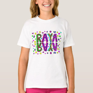 Chica Nombre Estrellas Raya y Corazón Camiseta