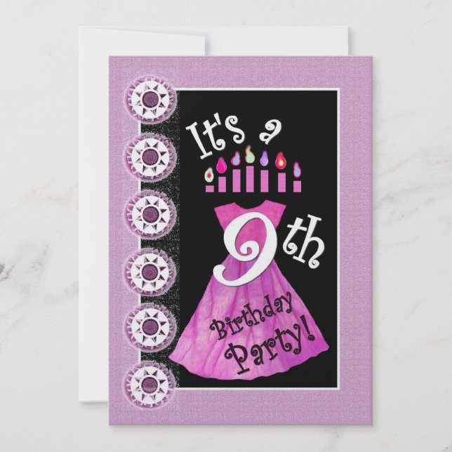 Chica Novena Invitación a la fiesta de cumpleaños  (Anverso)