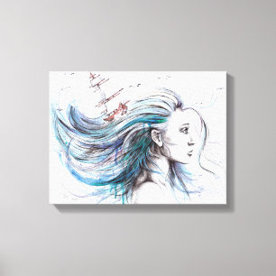Chica Oceans Arte de pintura surrealista náutica