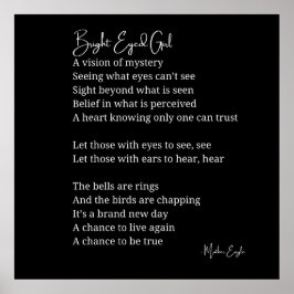 Chica Ojo brillante Poema Inspirador Decoración de