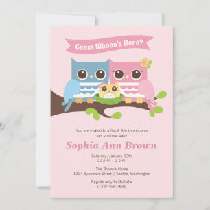 Chica Owl Sip y vea la invitación a Baby Shower