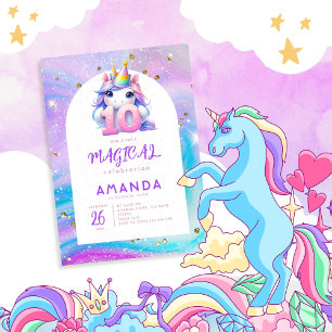 Chica Pastel Cute Unicornio 10.ª invitación