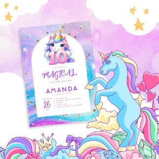 Chica Pastel Cute Unicornio 10.ª invitación