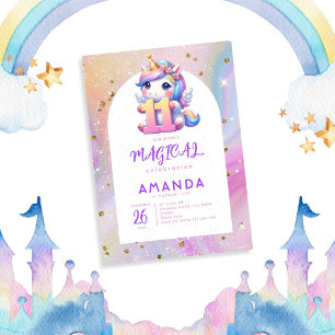 Chica Pastel Cute Unicornio 11ª invitación a cumpl
