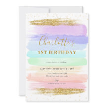 Chica Pastel Rainbow 1ª invitación de cumpleaños