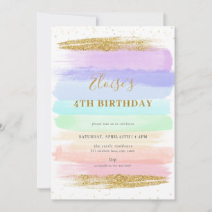 Chica Pastel Rainbow IV Invitación de cumpleaños